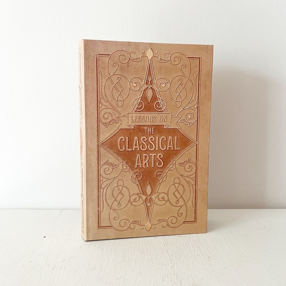 Fairyloot Decorative Book Box Tan Embossed Lessons on the Classical Arts Storage